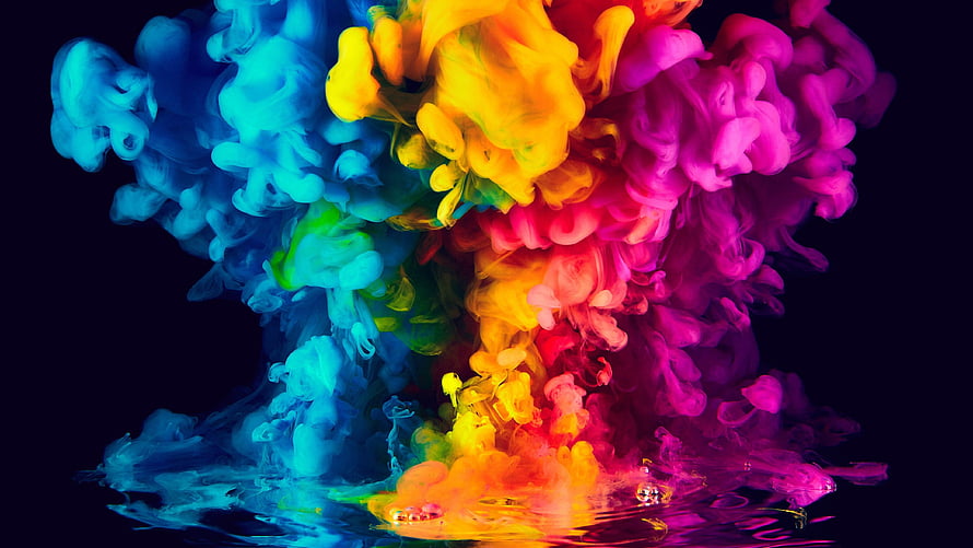 Vibrant Multicolor Ink Clouds Exploding in Water Abstract Art HD wallpaper