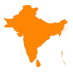 Orange Silhouette Map of India with Islands on White Background HD phone wallpaper