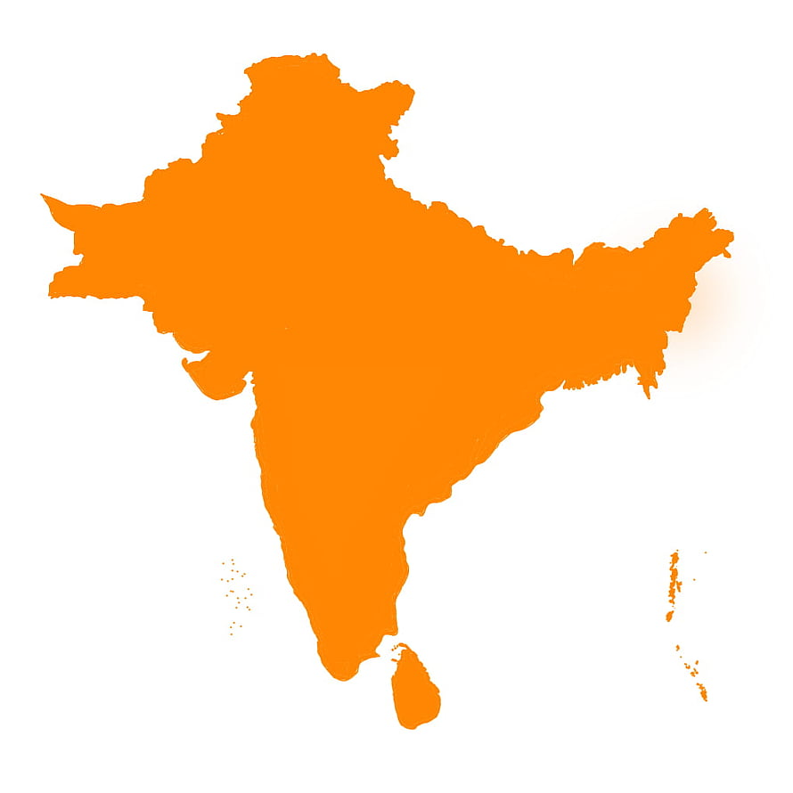 Orange Silhouette Map of India with Islands on White Background HD phone wallpaper