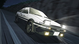 Initial D Toyota AE86 Trueno Night Drive Anime Scene HD wallpaper
