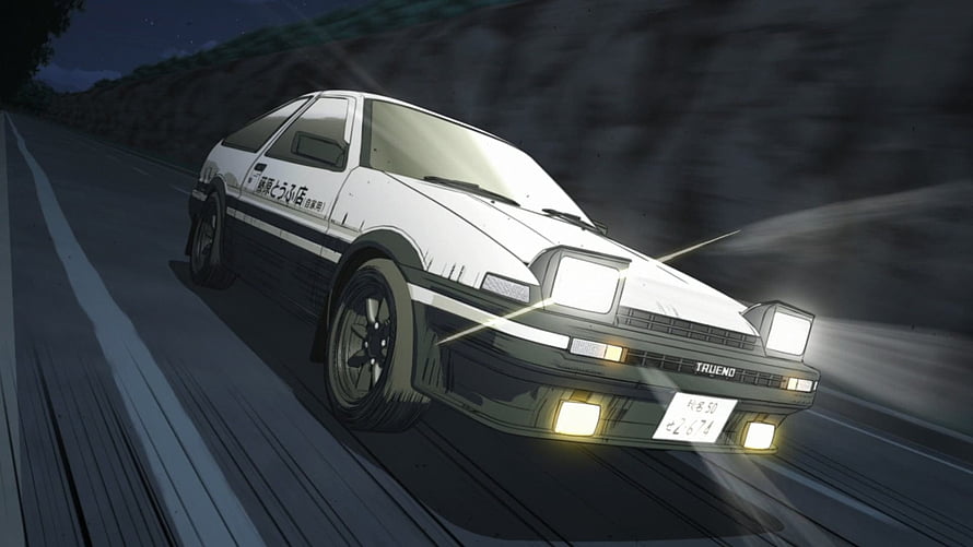 Initial D Toyota AE86 Trueno Night Drive Anime Scene HD wallpaper