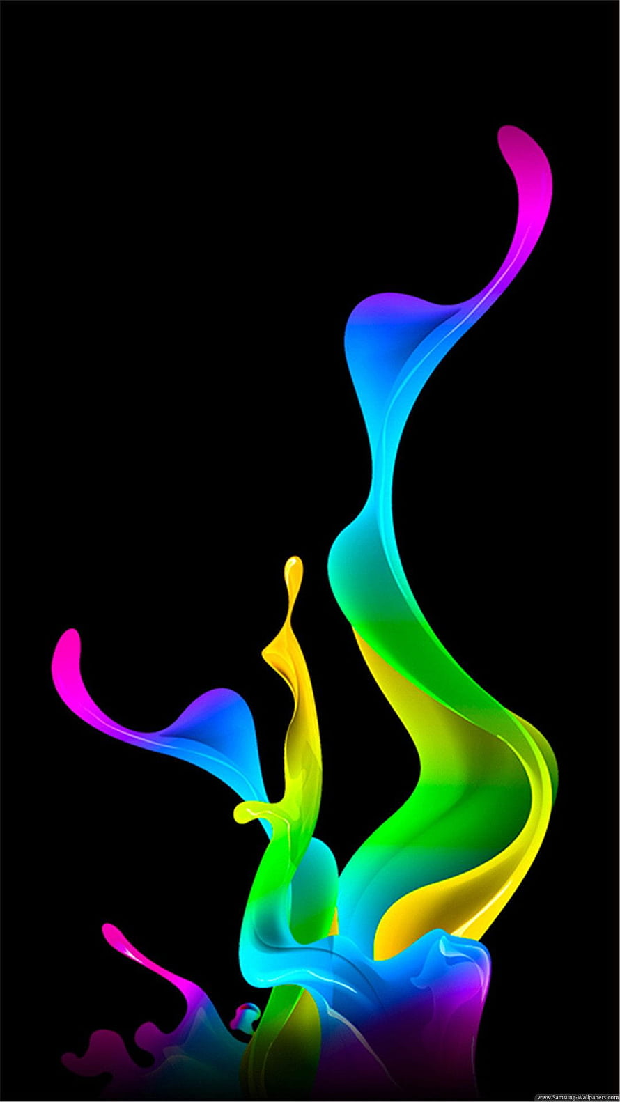 Vibrant Abstract Colorful Liquid Splash Art on Black Background HD phone wallpaper
