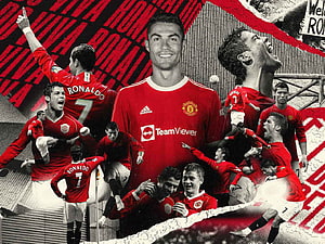 Cristiano Ronaldo Manchester United Red Kit Collage Wallpaper HD wallpaper