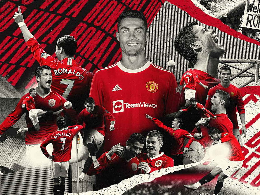 Cristiano Ronaldo Manchester United Red Kit Collage Wallpaper HD wallpaper