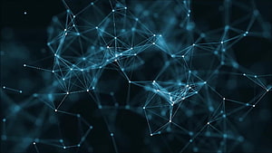 Abstract Digital Network Constellation with Glowing Nodes and Connecting Lines on Dark Background HD wallpaper