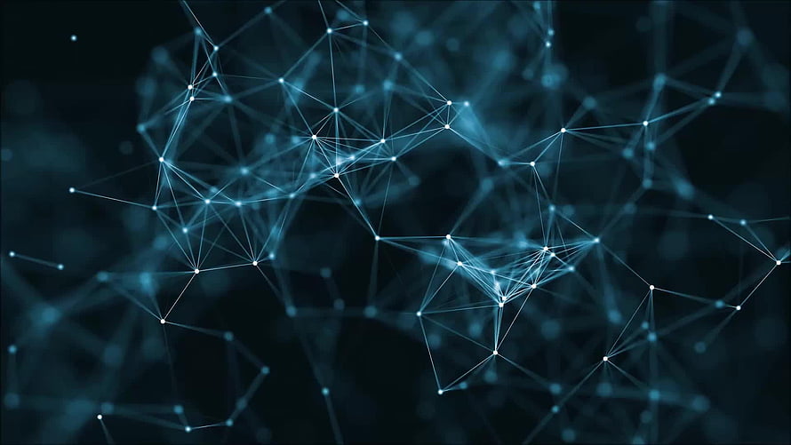 Abstract Digital Network Constellation with Glowing Nodes and Connecting Lines on Dark Background HD wallpaper