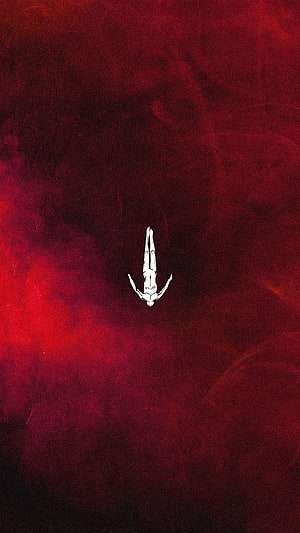 White Human Figure Falling Through Deep Red Abstract Void Background, Afterlife, techno HD phone wallpaper