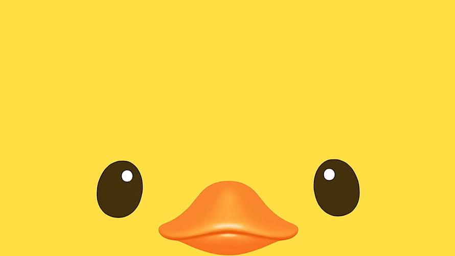 Cute Yellow Duck Face with Orange Beak and Big Eyes on Bright Background HD wallpaper