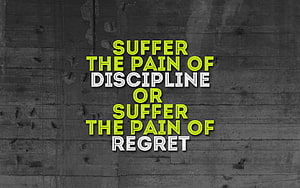Motivational Discipline Quote on Dark Concrete Wall with Neon Green Typography HD wallpaper