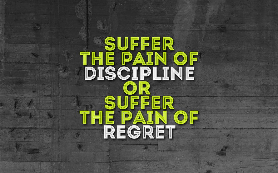 Motivational Discipline Quote on Dark Concrete Wall with Neon Green Typography HD wallpaper