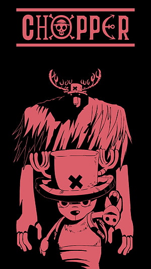 Tony Tony Chopper and Giant Reindeer Silhouette in Red and Black One Piece Art HD phone wallpaper