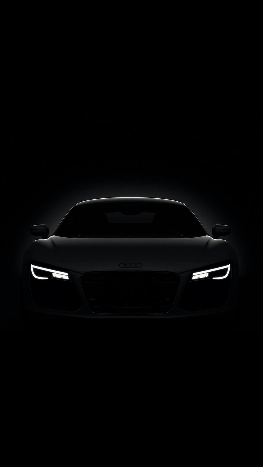 Audi R8 Front View in Dark with Glowing LED Headlights HD phone wallpaper