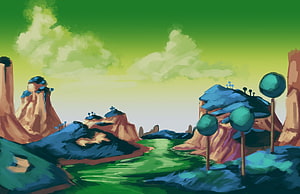 Stylized Digital Painting of the Alien Planet Namek Landscape HD wallpaper