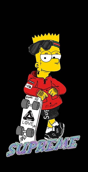 Bart Simpson Streetwear Skateboarder Illustration HD phone wallpaper