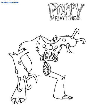 Poppy Playtime Monster Line Art Coloring Page for Kids HD phone wallpaper