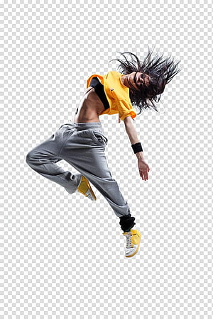 Dynamic Breakdancer Mid-Air Spin in Yellow Top and Grey Sweatpants HD phone wallpaper