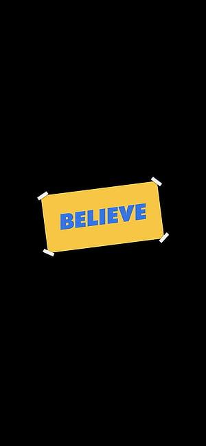 Ted Lasso Believe Motivational Quote on Yellow Sticky Note with Black Background HD phone wallpaper