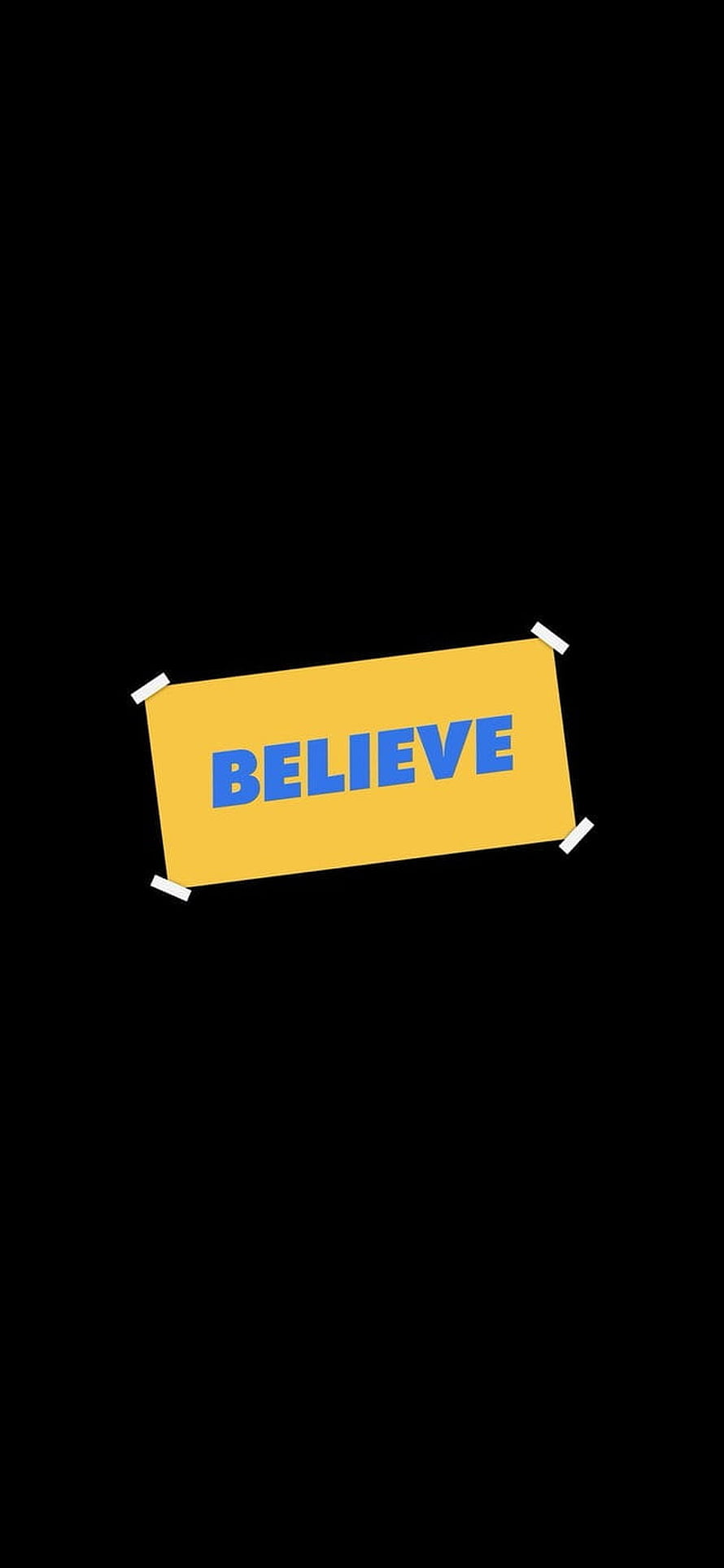 Ted Lasso Believe Motivational Quote on Yellow Sticky Note with Black Background HD phone wallpaper