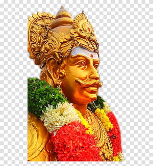 Golden Mutharaiyar Deity Statue Adorned With Vibrant Flower Garland HD phone wallpaper