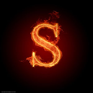 Fiery Letter S Alphabet Design With Burning Flames On Dark Background HD phone wallpaper