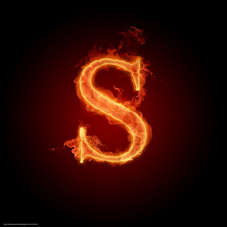 Fiery Letter S Alphabet Design With Burning Flames On Dark Background HD phone wallpaper
