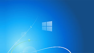 Windows 7 Aero Blue Gradient Desktop with Flowing Curves and Minimalist Window Logo HD wallpaper