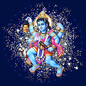Kaal Bhairav and Shishoda Kshetrpal Divine Deity Illustration with Golden Sparkles HD phone wallpaper