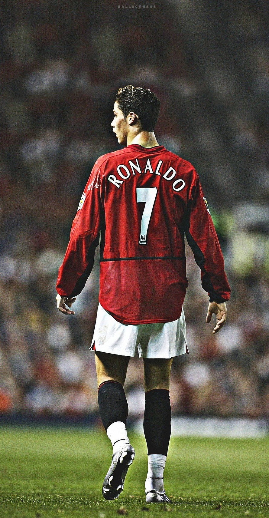 Cristiano Ronaldo Manchester United Number 7 Red Jersey Soccer Player Walking On Pitch, CR7 Man United on Dog, cristiano ronaldo 2008 HD phone wallpaper
