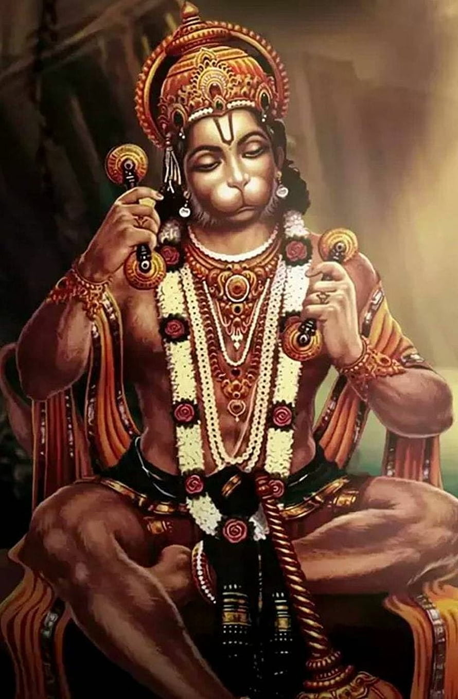 Lord Hanuman Playing Mridangam Drums in Traditional Attire and Ornate Jewelry, Hanuman Full HD phone wallpaper