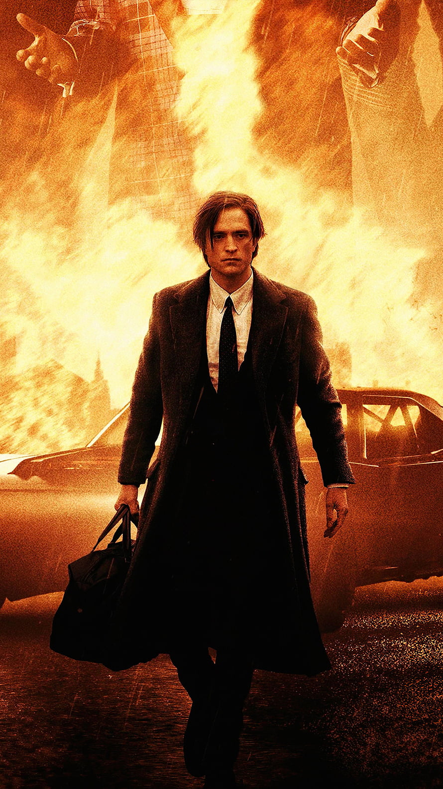Robert Pattinson as Batman Walking Through Fire and Smoke in Dark Coat, Robert Pattinson As The Batman 2022 Ultra Mobile, #batman 2022 HD phone wallpaper