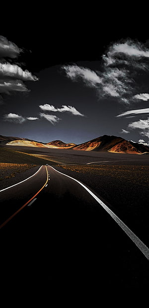 Endless Highway Through Arid Desert Landscape With Dramatic Clouds HD phone wallpaper