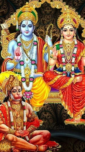 Lord Rama, Sita, and Hanuman Hindu Deities Wallpaper, Sri Siya Ram ji and Sri Hanuman ji, ramji HD phone wallpaper