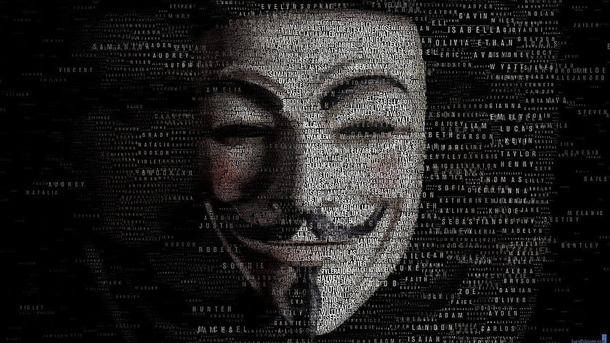 Anonymous Guy Fawkes Mask Portrait Formed From Text Names Typography Art HD wallpaper