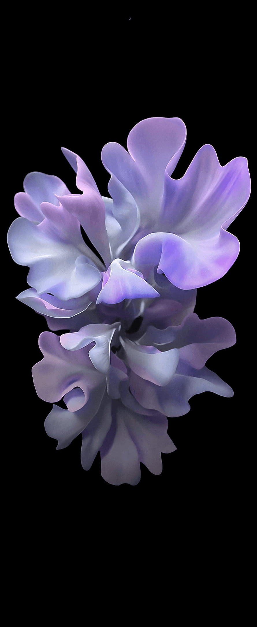 Abstract Purple and White Floral Art on Black Background HD phone wallpaper