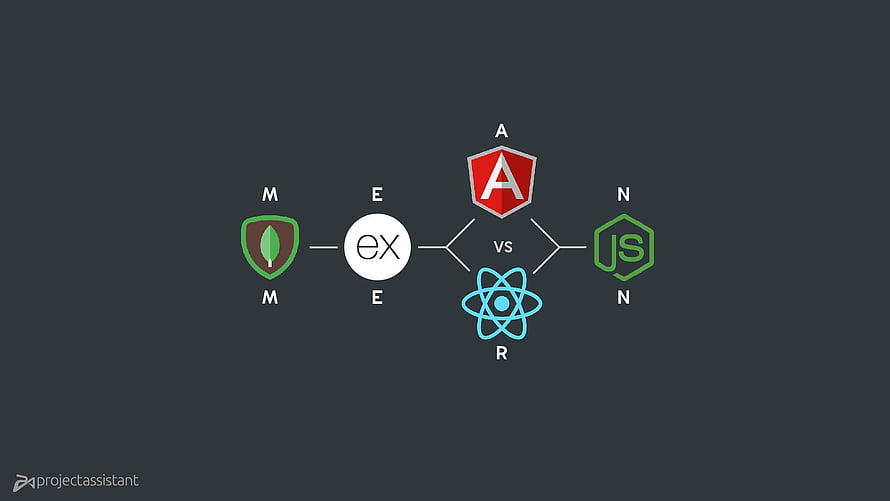 MERN Stack Technology Diagram Featuring MongoDB, Express, React, and Node.js Logos HD wallpaper