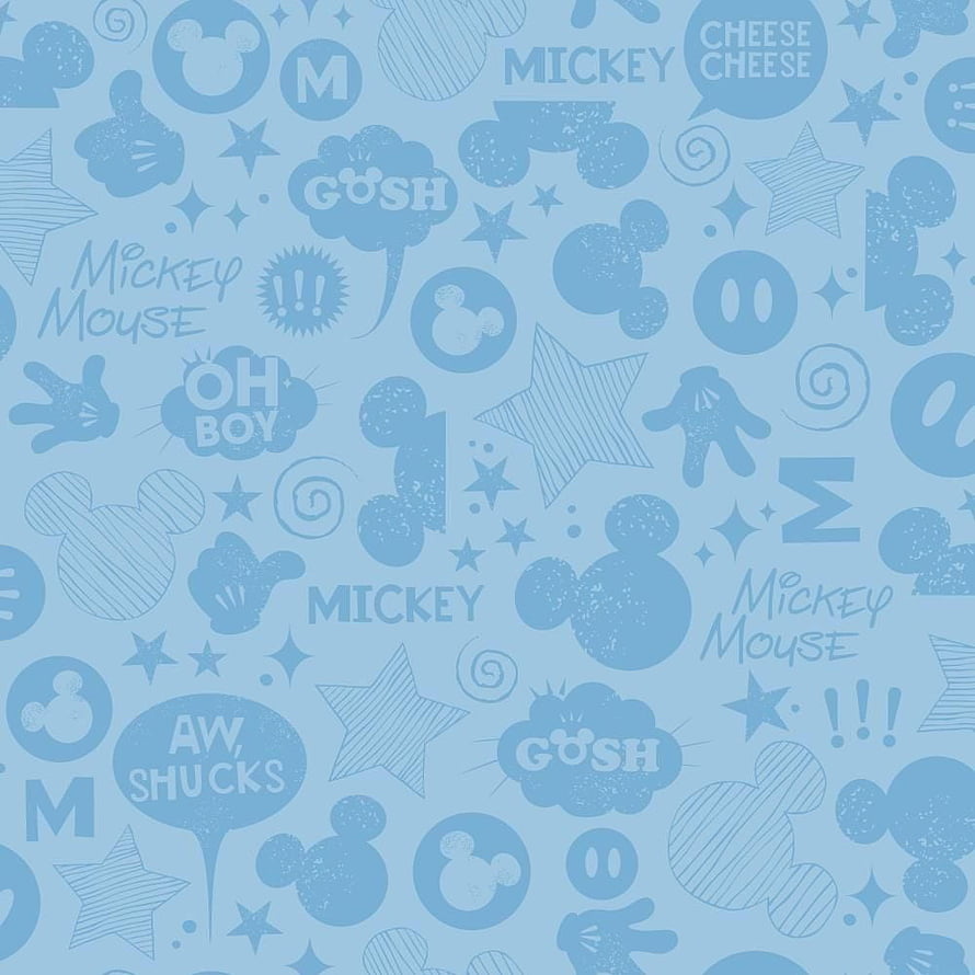 Mickey Mouse Blue Pattern Wallpaper with Stars and Speech Bubbles HD phone wallpaper