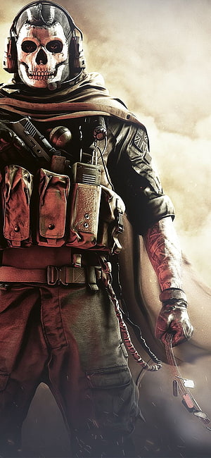 Simon Riley Ghost Operator in Tactical Gear with Skull Mask and Combat Equipment HD phone wallpaper