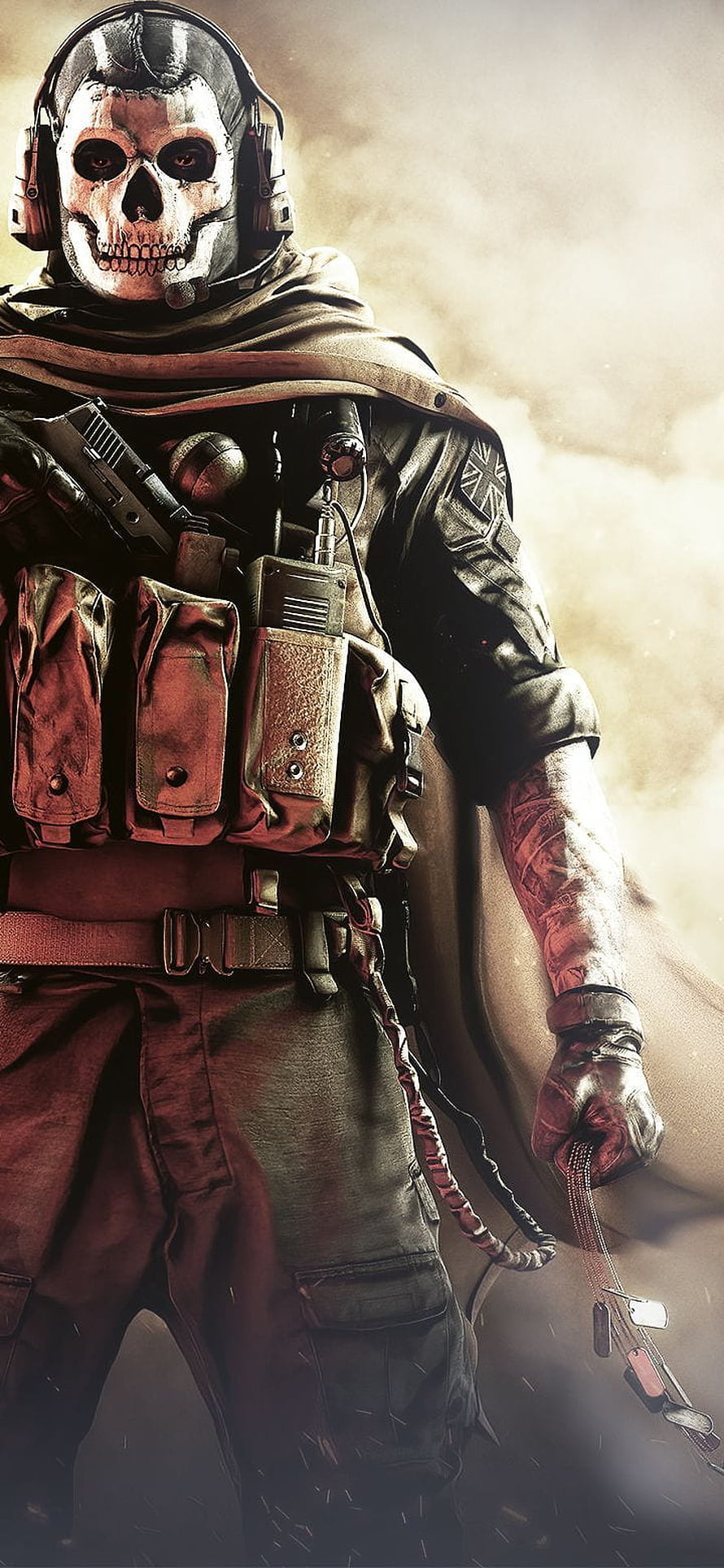 Simon Riley Ghost Operator in Tactical Gear with Skull Mask and Combat Equipment HD phone wallpaper
