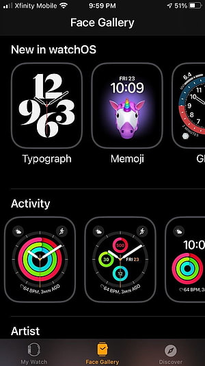 Apple Watch Face Gallery with Activity Rings and Memoji Unicorn Design HD phone wallpaper