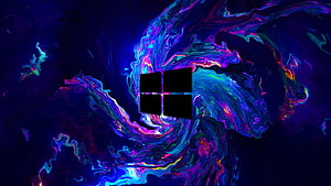 Windows 11 Logo on Vibrant Neon Liquid Abstract Background HD wallpaper