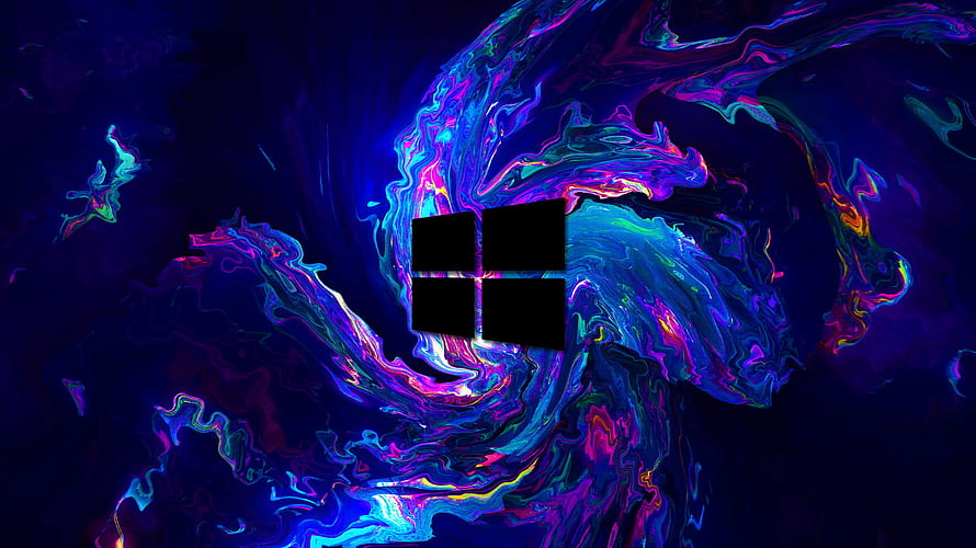 Windows 11 Logo on Vibrant Neon Liquid Abstract Background HD wallpaper