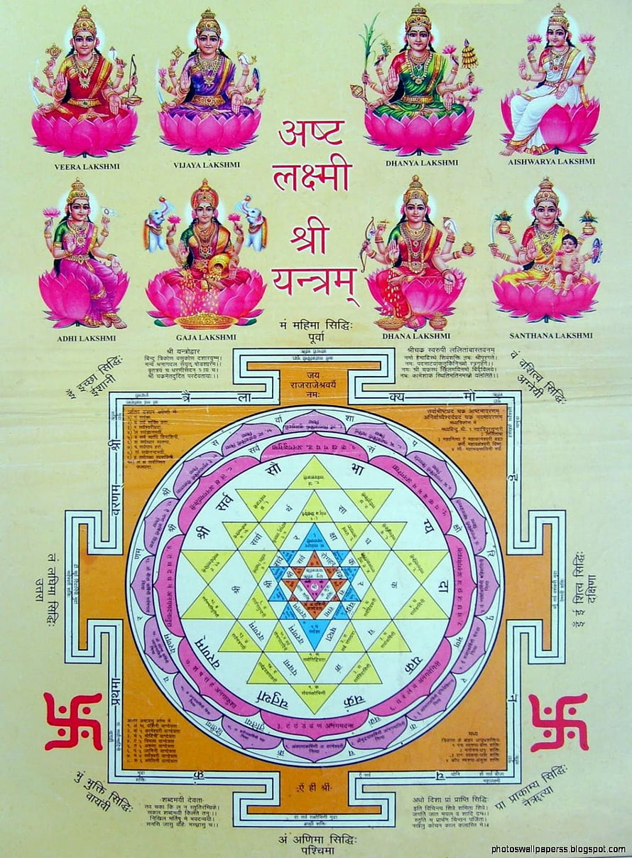 Ashtalakshmi Sri Yantra Wallpaper with Eight Forms of Goddess Lakshmi and Sacred Geometric Mandala, Shri Ashta Lakshmi Yantra Religious, laxmi yantra HD phone wallpaper