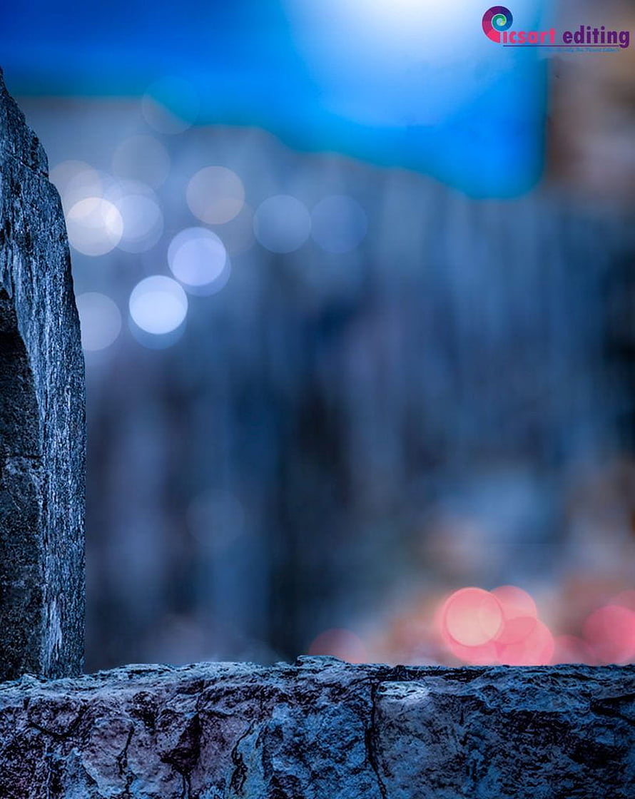 Abstract Blue Bokeh Background With Textured Stone Foreground HD phone wallpaper