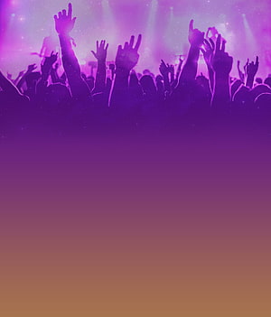 Purple Concert Crowd Silhouette With Raised Hands And Stage Lights HD phone wallpaper