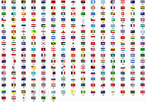 Complete Grid of International Country Flags with Two-Letter Codes HD wallpaper
