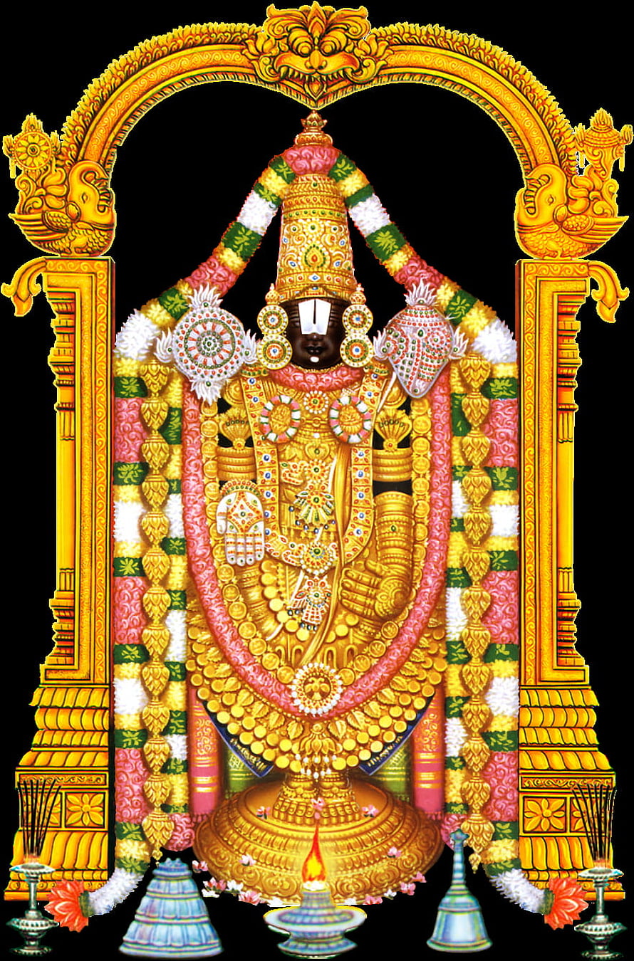 Lord Ayyappa Digital Artwork with Golden Crown and Flower Garlands HD phone wallpaper