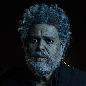The Weeknd Dramatic Portrait with Grey Hair and Beard in Low Light HD phone wallpaper