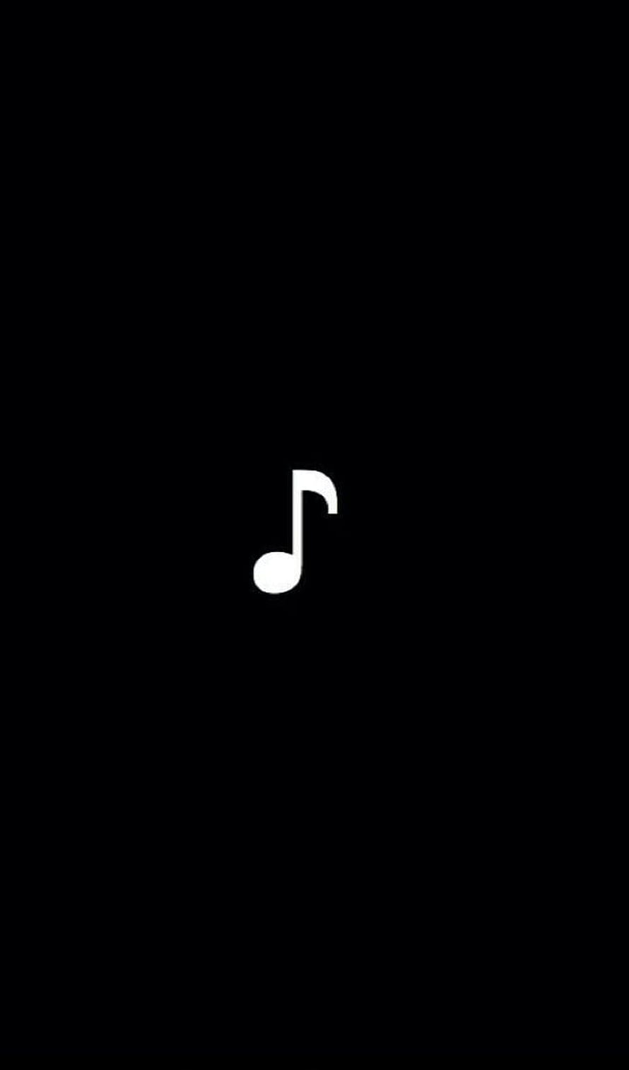 Minimalist White Music Note Icon on a Solid Black Background HD phone wallpaper