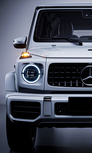 Mercedes-Benz G-Class AMG Front Detail with LED Headlights and Grille HD phone wallpaper