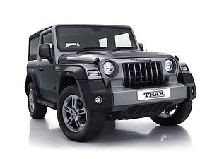 Mahindra Thar SUV in Grey with Black Accents and Off-Road Tires HD wallpaper